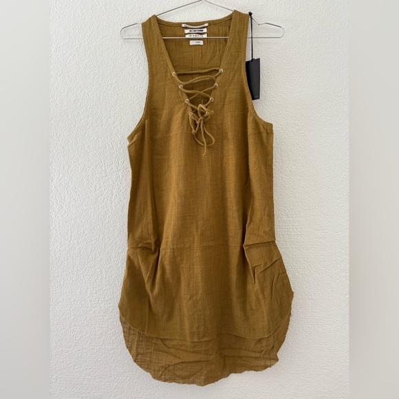 One TeaspoonBrown Pullover Sleeveless Lace-Up Dress Raw hem Size Small - Picture 1 of 8